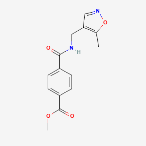 molecular formula C14H14N2O4 B2908163 Methyl 4-(((5-methylisoxazol-4-yl)methyl)carbamoyl)benzoate CAS No. 2034261-59-9