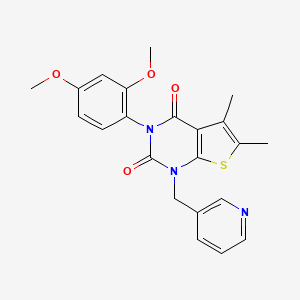 molecular formula C22H21N3O4S B2908167 3-(2,4-dimethoxyphenyl)-5,6-dimethyl-1-(pyridin-3-ylmethyl)thieno[2,3-d]pyrimidine-2,4(1H,3H)-dione CAS No. 958605-60-2