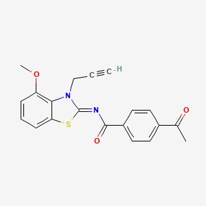 4-acetyl-N-(4-methoxy-3-prop-2-ynyl-1,3-benzothiazol-2-ylidene)benzamide