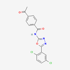 molecular formula C17H11Cl2N3O3 B2908176 4-acetyl-N-[5-(2,5-dichlorophenyl)-1,3,4-oxadiazol-2-yl]benzamide CAS No. 891133-99-6
