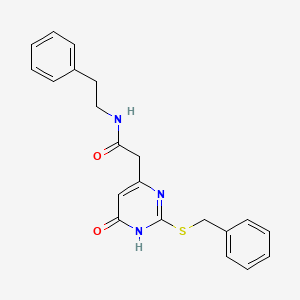 molecular formula C21H21N3O2S B2908193 2-(2-(benzylthio)-6-oxo-1,6-dihydropyrimidin-4-yl)-N-phenethylacetamide CAS No. 1105234-73-8