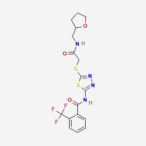 N-(5-((2-oxo-2-(((tetrahydrofuran-2-yl)methyl)amino)ethyl)thio)-1,3,4-thiadiazol-2-yl)-2-(trifluoromethyl)benzamide