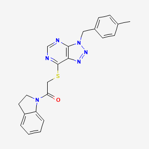 1-(2,3-Dihydroindol-1-yl)-2-[3-[(4-methylphenyl)methyl]triazolo[4,5-d]pyrimidin-7-yl]sulfanylethanone