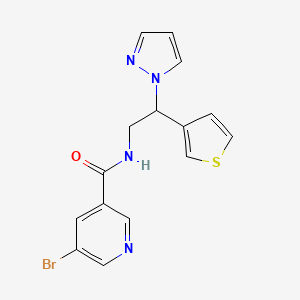 molecular formula C15H13BrN4OS B2908210 N-(2-(1H-pyrazol-1-yl)-2-(thiophen-3-yl)ethyl)-5-bromonicotinamide CAS No. 2034340-35-5