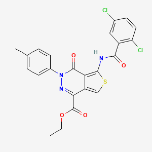 molecular formula C23H17Cl2N3O4S B2908215 Ethyl 5-[(2,5-dichlorobenzoyl)amino]-3-(4-methylphenyl)-4-oxothieno[3,4-d]pyridazine-1-carboxylate CAS No. 851948-35-1