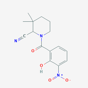 molecular formula C15H17N3O4 B2908218 1-(2-Hydroxy-3-nitrobenzoyl)-3,3-dimethylpiperidine-2-carbonitrile CAS No. 2094729-77-6