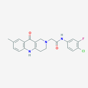 molecular formula C21H19ClFN3O2 B2908221 N-(4-chloro-3-fluorophenyl)-2-(8-methyl-10-oxo-3,4-dihydrobenzo[b][1,6]naphthyridin-2(1H,5H,10H)-yl)acetamide CAS No. 1251706-10-1