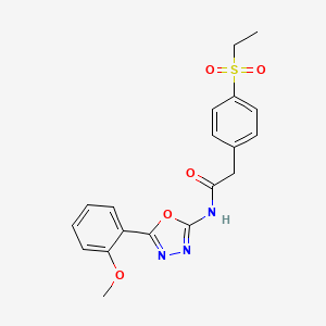 molecular formula C19H19N3O5S B2908223 2-(4-(ethylsulfonyl)phenyl)-N-(5-(2-methoxyphenyl)-1,3,4-oxadiazol-2-yl)acetamide CAS No. 941972-43-6
