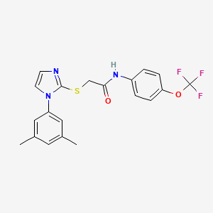 molecular formula C20H18F3N3O2S B2908227 2-[1-(3,5-dimethylphenyl)imidazol-2-yl]sulfanyl-N-[4-(trifluoromethoxy)phenyl]acetamide CAS No. 851132-04-2