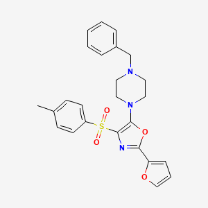 molecular formula C25H25N3O4S B2908230 5-(4-Benzylpiperazin-1-yl)-2-(furan-2-yl)-4-tosyloxazole CAS No. 823829-64-7