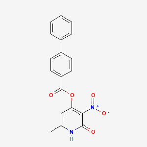 molecular formula C19H14N2O5 B2908238 (6-methyl-3-nitro-2-oxo-1H-pyridin-4-yl) 4-phenylbenzoate CAS No. 868680-04-0