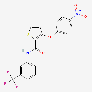 molecular formula C18H11F3N2O4S B2908239 3-(4-nitrophenoxy)-N-[3-(trifluoromethyl)phenyl]thiophene-2-carboxamide CAS No. 252026-89-4