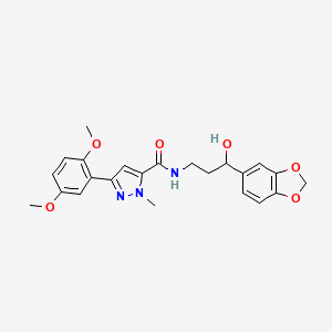 molecular formula C23H25N3O6 B2908244 N-(3-(benzo[d][1,3]dioxol-5-yl)-3-hydroxypropyl)-3-(2,5-dimethoxyphenyl)-1-methyl-1H-pyrazole-5-carboxamide CAS No. 1421484-48-1