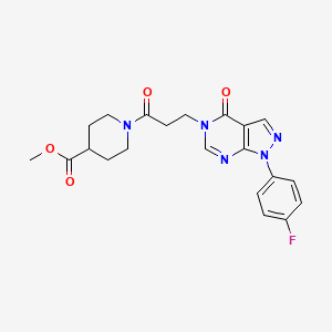 methyl 1-(3-(1-(4-fluorophenyl)-4-oxo-1H-pyrazolo[3,4-d]pyrimidin-5(4H)-yl)propanoyl)piperidine-4-carboxylate