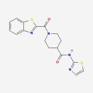 molecular formula C17H16N4O2S2 B2908254 1-(benzo[d]thiazole-2-carbonyl)-N-(thiazol-2-yl)piperidine-4-carboxamide CAS No. 1207030-47-4