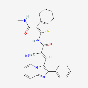 2-{[(2E)-2-cyano-3-(2-phenylimidazo[1,2-a]pyridin-3-yl)prop-2-enoyl]amino}-N-methyl-4,5,6,7-tetrahydro-1-benzothiophene-3-carboxamide