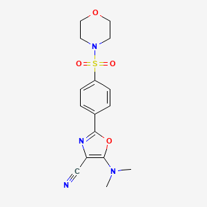 molecular formula C16H18N4O4S B2908266 5-(Dimethylamino)-2-[4-(morpholin-4-ylsulfonyl)phenyl]-1,3-oxazole-4-carbonitrile CAS No. 941244-76-4
