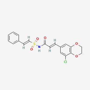 (E)-3-(5-chloro-2,3-dihydro-1,4-benzodioxin-7-yl)-N-[(E)-2-phenylethenyl]sulfonylprop-2-enamide