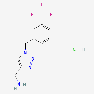 molecular formula C11H12ClF3N4 B2908302 [1-[[3-(Trifluoromethyl)phenyl]methyl]triazol-4-yl]methanamine;hydrochloride CAS No. 2379985-12-1