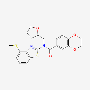 molecular formula C22H22N2O4S2 B2908304 N-(4-(methylthio)benzo[d]thiazol-2-yl)-N-((tetrahydrofuran-2-yl)methyl)-2,3-dihydrobenzo[b][1,4]dioxine-6-carboxamide CAS No. 923469-67-4