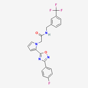 molecular formula C22H16F4N4O2 B2908320 2-(2-(3-(4-fluorophenyl)-1,2,4-oxadiazol-5-yl)-1H-pyrrol-1-yl)-N-(3-(trifluoromethyl)benzyl)acetamide CAS No. 1260905-74-5