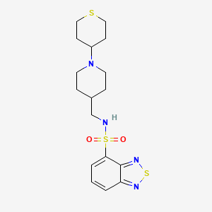 molecular formula C17H24N4O2S3 B2908324 N-((1-(tetrahydro-2H-thiopyran-4-yl)piperidin-4-yl)methyl)benzo[c][1,2,5]thiadiazole-4-sulfonamide CAS No. 2034260-92-7
