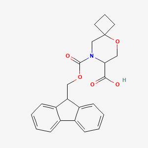 molecular formula C23H23NO5 B2908327 8-(9H-Fluoren-9-ylmethoxycarbonyl)-5-oxa-8-azaspiro[3.5]nonane-7-carboxylic acid CAS No. 2503203-13-0