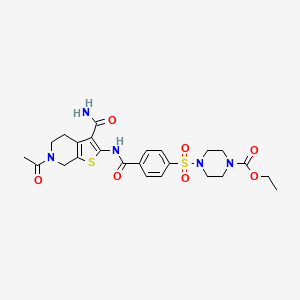 molecular formula C24H29N5O7S2 B2908334 ethyl 4-[4-[(6-acetyl-3-carbamoyl-5,7-dihydro-4H-thieno[2,3-c]pyridin-2-yl)carbamoyl]phenyl]sulfonylpiperazine-1-carboxylate CAS No. 449770-07-4