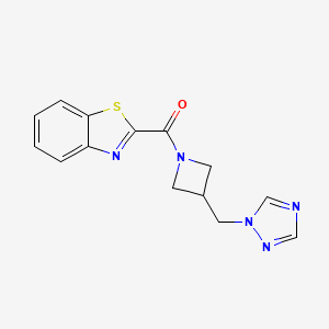 molecular formula C14H13N5OS B2908337 (3-((1H-1,2,4-triazol-1-yl)methyl)azetidin-1-yl)(benzo[d]thiazol-2-yl)methanone CAS No. 2319786-21-3