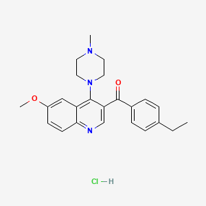 molecular formula C24H28ClN3O2 B2908347 3-(4-Ethylbenzoyl)-6-methoxy-4-(4-methylpiperazin-1-yl)quinoline hydrochloride CAS No. 2097856-96-5