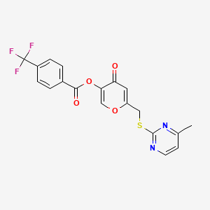 6-(((4-methylpyrimidin-2-yl)thio)methyl)-4-oxo-4H-pyran-3-yl 4-(trifluoromethyl)benzoate