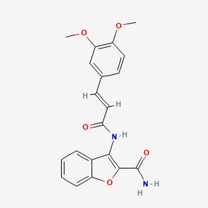 molecular formula C20H18N2O5 B2908350 (E)-3-(3-(3,4-dimethoxyphenyl)acrylamido)benzofuran-2-carboxamide CAS No. 898373-52-9