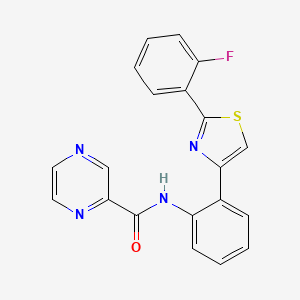 molecular formula C20H13FN4OS B2908356 N-(2-(2-(2-fluorophenyl)thiazol-4-yl)phenyl)pyrazine-2-carboxamide CAS No. 1798046-49-7