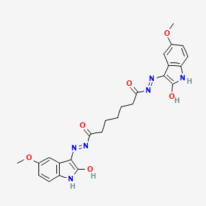 molecular formula C25H26N6O6 B2908357 N'~1~-[(3E)-5-methoxy-2-oxo-1,2-dihydro-3H-indol-3-ylidene]-N'~7~-[(3Z)-5-methoxy-2-oxo-1,2-dihydro-3H-indol-3-ylidene]heptanedihydrazide CAS No. 497244-71-0