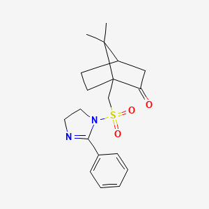 molecular formula C19H24N2O3S B2908359 (1R,4R)-7,7-dimethyl-1-(((2-phenyl-4,5-dihydro-1H-imidazol-1-yl)sulfonyl)methyl)bicyclo[2.2.1]heptan-2-one CAS No. 873579-95-4