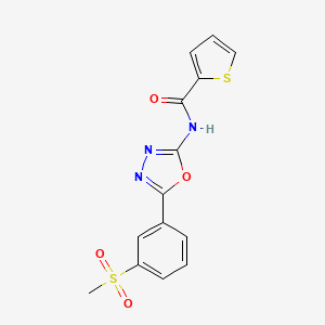 molecular formula C14H11N3O4S2 B2908362 N-[5-(3-methylsulfonylphenyl)-1,3,4-oxadiazol-2-yl]thiophene-2-carboxamide CAS No. 886928-11-6