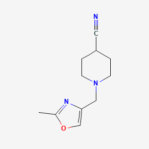 molecular formula C11H15N3O B2908366 1-((2-Methyloxazol-4-yl)methyl)piperidine-4-carbonitrile CAS No. 2194848-41-2