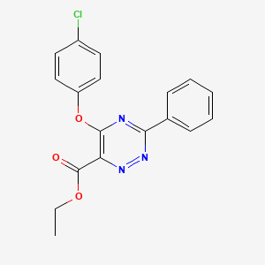 molecular formula C18H14ClN3O3 B2908374 Ethyl 5-(4-chlorophenoxy)-3-phenyl-1,2,4-triazine-6-carboxylate CAS No. 338957-35-0