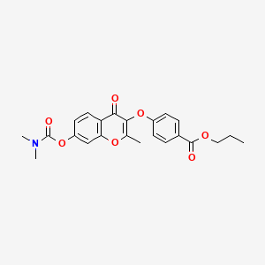 molecular formula C23H23NO7 B2908380 propyl 4-({7-[(dimethylcarbamoyl)oxy]-2-methyl-4-oxo-4H-chromen-3-yl}oxy)benzoate CAS No. 843627-58-7