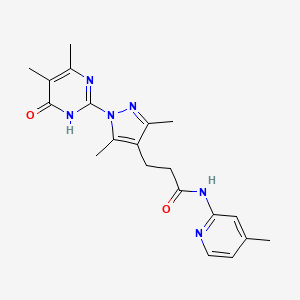 molecular formula C20H24N6O2 B2908383 3-(1-(4,5-dimethyl-6-oxo-1,6-dihydropyrimidin-2-yl)-3,5-dimethyl-1H-pyrazol-4-yl)-N-(4-methylpyridin-2-yl)propanamide CAS No. 1170532-98-5