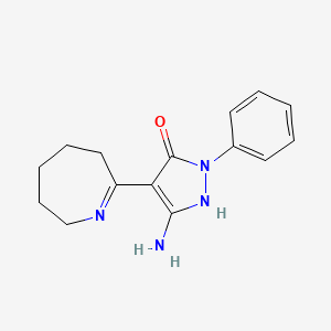 molecular formula C15H18N4O B2908387 5-Amino-2-phenyl-4-(4,5,6,7-tetrahydro-3H-azepin-2-yl)-2H-pyrazol-3-ol CAS No. 926205-33-6