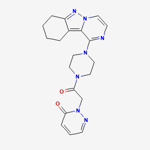 molecular formula C20H23N7O2 B2908391 2-(2-oxo-2-(4-(7,8,9,10-tetrahydropyrazino[1,2-b]indazol-1-yl)piperazin-1-yl)ethyl)pyridazin-3(2H)-one CAS No. 2034260-03-0