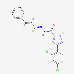 (E)-3-(2,4-dichlorophenyl)-N'-((E)-3-phenylallylidene)-1H-pyrazole-5-carbohydrazide