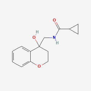 molecular formula C14H17NO3 B2908406 N-((4-hydroxychroman-4-yl)methyl)cyclopropanecarboxamide CAS No. 1396853-23-8
