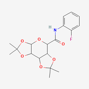 molecular formula C18H22FNO6 B2908408 N-(2-fluorophenyl)-2,2,7,7-tetramethyltetrahydro-3aH-bis([1,3]dioxolo)[4,5-b:4',5'-d]pyran-5-carboxamide CAS No. 1009038-96-3