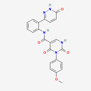 molecular formula C22H17N5O5 B2908418 3-(4-methoxyphenyl)-2,4-dioxo-N-(2-(6-oxo-1,6-dihydropyridazin-3-yl)phenyl)-1,2,3,4-tetrahydropyrimidine-5-carboxamide CAS No. 1428352-90-2