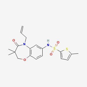 molecular formula C19H22N2O4S2 B2908425 N-(5-allyl-3,3-dimethyl-4-oxo-2,3,4,5-tetrahydrobenzo[b][1,4]oxazepin-7-yl)-5-methylthiophene-2-sulfonamide CAS No. 922024-67-7