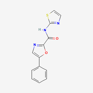 molecular formula C13H9N3O2S B2908426 5-phenyl-N-(thiazol-2-yl)oxazole-2-carboxamide CAS No. 955672-85-2