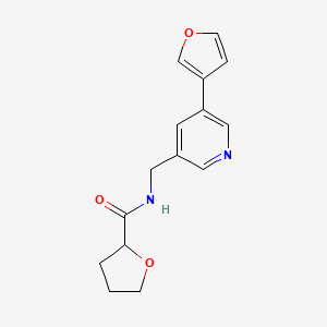 molecular formula C15H16N2O3 B2908427 N-((5-(furan-3-yl)pyridin-3-yl)methyl)tetrahydrofuran-2-carboxamide CAS No. 2034243-43-9