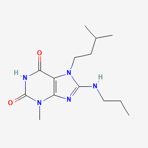 molecular formula C14H23N5O2 B2908430 7-isopentyl-3-methyl-8-(propylamino)-1H-purine-2,6(3H,7H)-dione CAS No. 377050-52-7